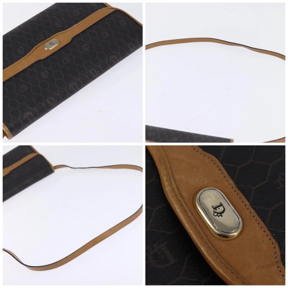 Christian Dior Honeycomb Canvas Bag PVC 2way Black Brown gold Auth bs30244 - Picture 16 of 16